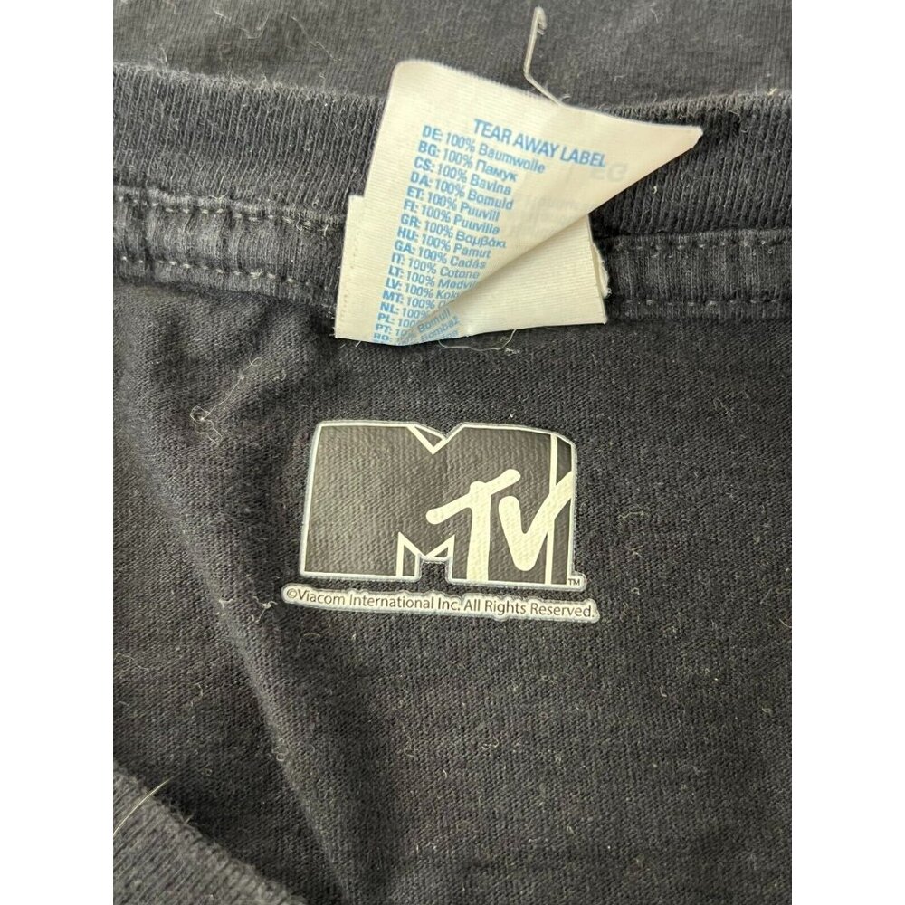 MTV Music Television Black T-Shirt Size XL Flower Graphic Printed - Picture 4 of 7